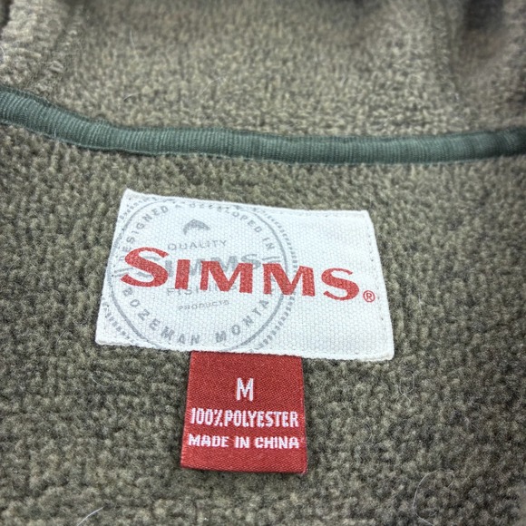 Simms Rogue Fleece Hoodie Mens Medium Olive Green Full Zip Fishing Outdoors - Picture 3 of 5